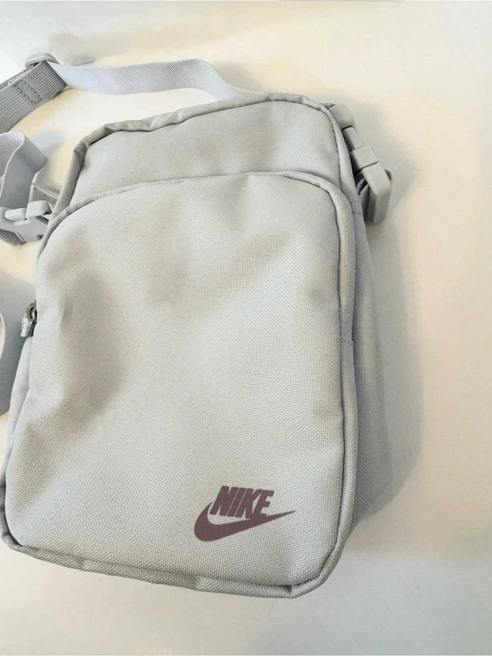 Nike Small Light Blue Crossbody Bag with Purple Logo